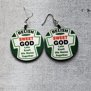 Women's Relish sweet God novelty custom handmade dangle earrings